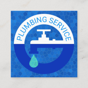 Carte De Visite Carré Robinet Qui Fuit Dans L'Eau De Cristal