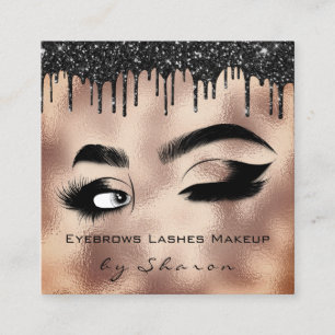 Carte De Visite Carré Rose de maquillage pour sourcils 6 pointes Code QR
