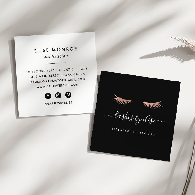 Carte De Visite Carré Rose Gold Lashes (Créateur téléchargé)