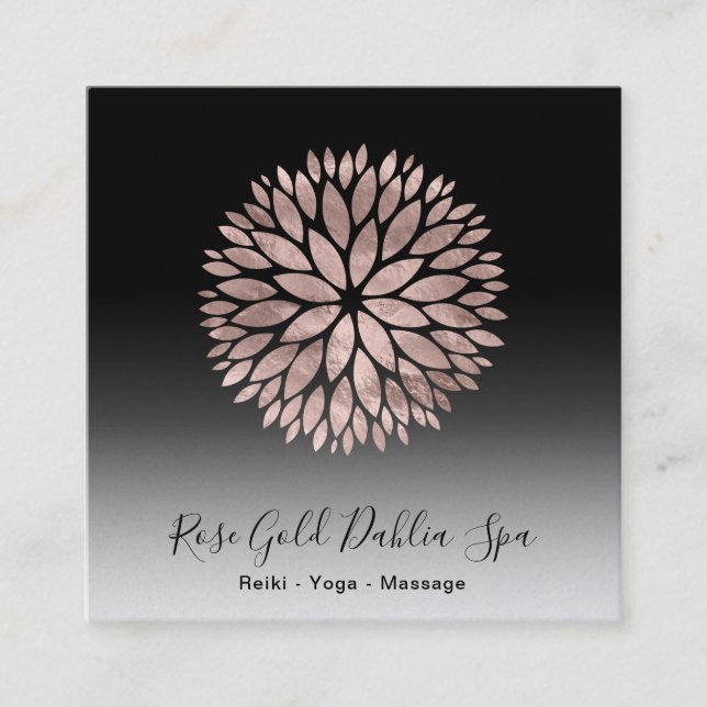 Carte De Visite Carré ~ Rose Gold Mandala Dahlia Floral AP2 (Devant)