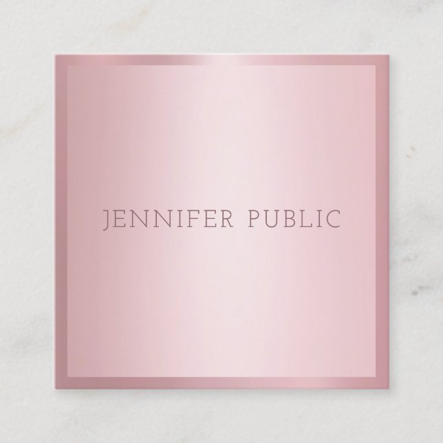 Carte De Visite Carré Rose Gold Modern Modèle Élégant Professionnel (Devant)