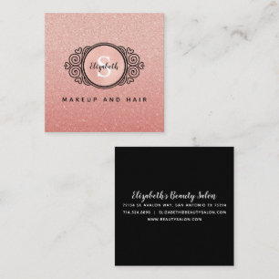 Carte De Visite Carré Rose Gold Parties scintillant maquillage Artiste C