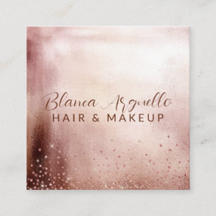 Carte De Visite Carré Rose Gold Parties scintillant Maquillage de cheveu