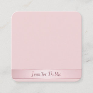 Carte De Visite Carré Rose Gold Script main Modèle moderne élégant