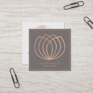 Carte De Visite Carré Rose Gold Signature Fleur de Lotus   Carré Entrepr