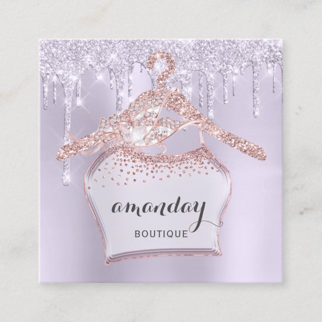 Carte De Visite Carré Rose Hanger Hanger Boutique Purple Drives (Devant)