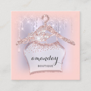 Carte De Visite Carré Rose Hanger Hanger robe mode Blog Purple Drives