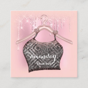 Carte De Visite Carré Rose Hanger Hanger Robe Mode Boutique Parties scin