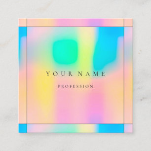 Carte De Visite Carré Rose Holographique Ombre encadré simplement profes