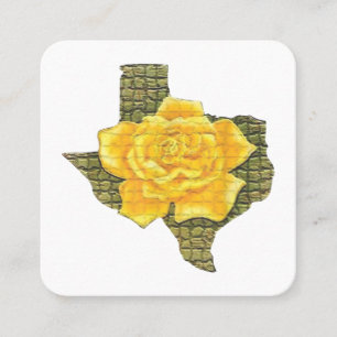 Carte De Visite Carré Rose Jaune Du Texas Motif Flower
