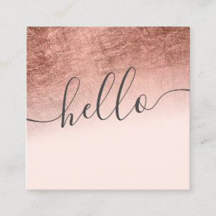 Carte De Visite Carré rose moderne de l'or foin d'ombre rose pâle bonjo