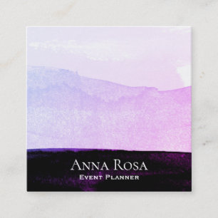 Carte De Visite Carré Rose noir pourpre de lavande d'aquarelle abstraite