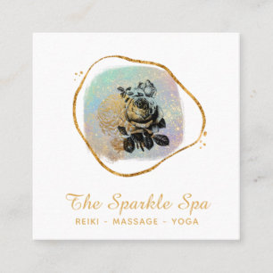 Carte De Visite Carré *~* Rose Opal Gold Parties scintillant Cadre Flora