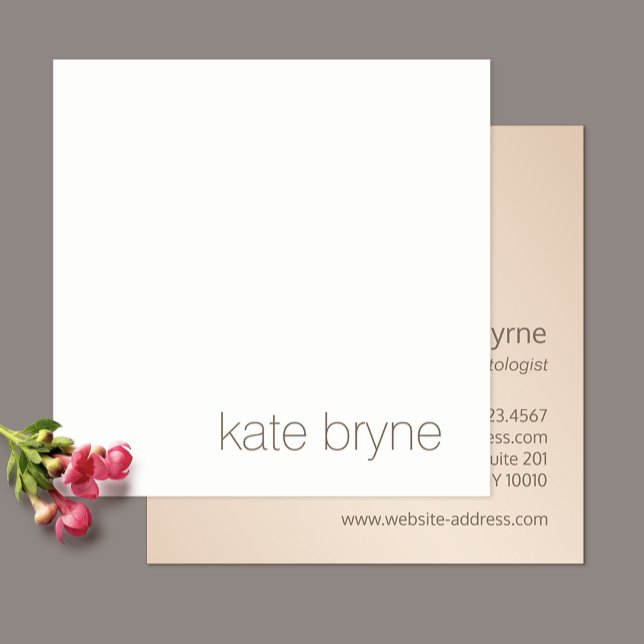 Carte De Visite Carré Rose professionnel blanc simple et moderne Gold Ba (Créateur téléchargé)
