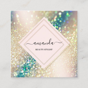 Carte De Visite Carré Rose professionnel Holograph Beauty Rose