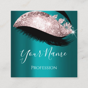 Carte De Visite Carré Rose Turquoise de maquillage de l'extension Lashes