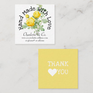 Carte De Visite Carré Rose vintage artisanal avec Merci produit d'amour