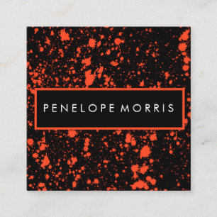 Carte De Visite Carré Rouge et noir Peinture Splatter Beauté Stylist