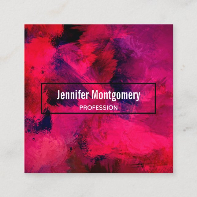 Carte De Visite Carré Rouge foncé et violet Gras & Abstrait moderne (Devant)