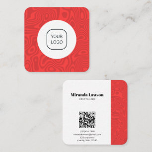 Carte De Visite Carré Rouge Grenat Minimaliste