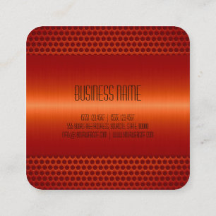 Carte De Visite Carré Rouge orange acier inoxydable look métallique