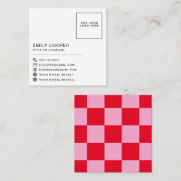 Rouge rose moderne | Checker Checkerboard Votre lo