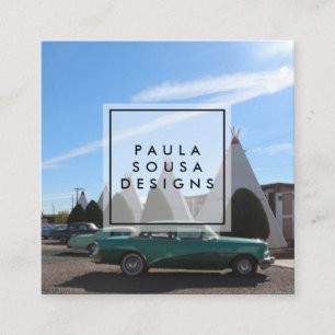 Carte De Visite Carré Route 66 TeePee Tourisme de voyage photo Vintage R