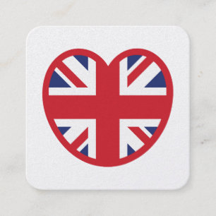 Carte De Visite Carré Royaume-Uni Union Jack Flag Heart