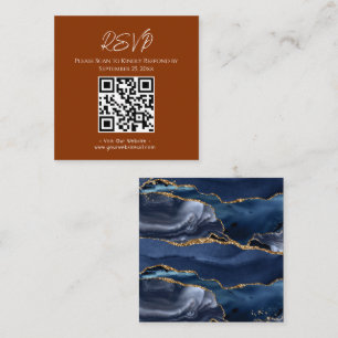 Carte De Visite Carré RSVP Website Blue Agate Gold Parties scintillant M