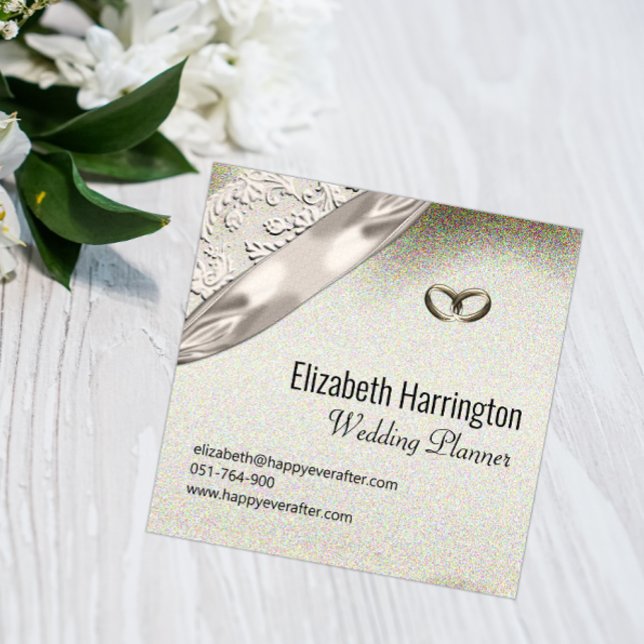 Carte De Visite Carré Ruban en soie, Wedding planner moderne élégant en  (Créateur téléchargé)