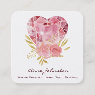 Carte de visite Carré Ruby Heart and Flowers
