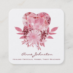 Carte de visite Carré Ruby Heart and Flowers