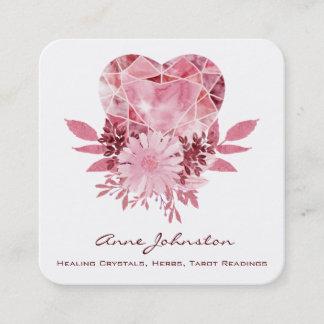 Carte de visite Carré Ruby Heart and Flowers