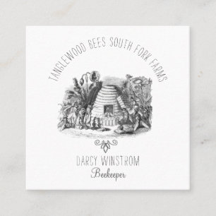 Carte De Visite Carré Ruche d'abeille à miel vintage Apiculteur Apiary F
