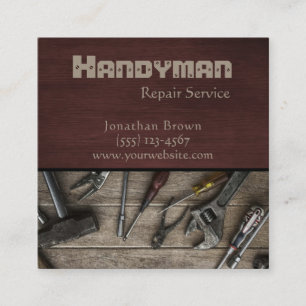 Carte De Visite Carré Rustic Handyman Outils Maintenance Service de répa