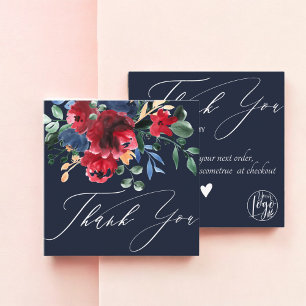 Carte De Visite Carré Rustic marine bleu floral marine ordre merci