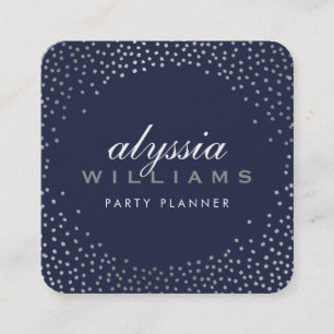 Carte De Visite Carré RUSTIC MINI CONFETTI mignon luxe marine bleu argen