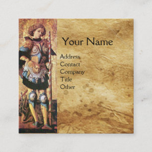 Carte De Visite Carré SAINT GEORGE ET DRAGON MONogramme Brown de parchem