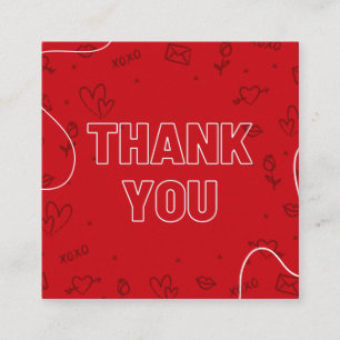 Carte De Visite Carré Saint Valentin Rouge Merci pour votre commande Rom