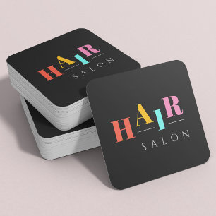 Carte De Visite Carré Salon de cheveux typographie colorée moderne coiff