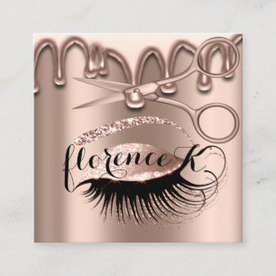 Carte De Visite Carré Salon de coiffure Brows Eyelash Ciseaux