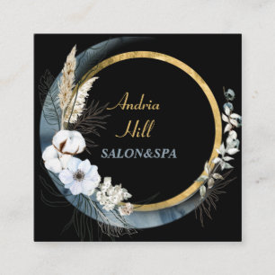 Carte De Visite Carré salon de fleurs moderne et élégant & spa avec code