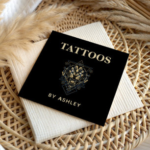 Carte De Visite Carré Salon de tatouage artiste Tiger Wild Animal Géomét