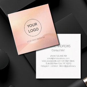 Carte De Visite Carré Salon Logo Blush Gold Glow