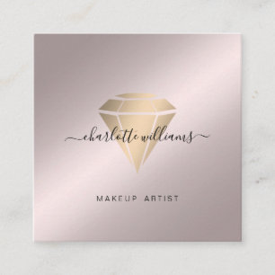 Carte De Visite Carré Salon minimal moderne de diamant Rosegold-Gold