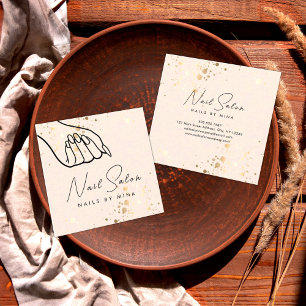 Carte De Visite Carré Salon Neutre Gold Spectres Main Nail