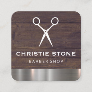 Carte De Visite Carré Salon Shears Rustique Bois Metal Trier