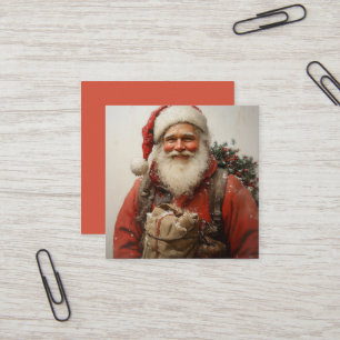 Carte De Visite Carré Santa Claus classique Un art de Noël plein de coeu