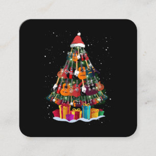 Carte De Visite Carré Sapin de Noël drôle en guitare 