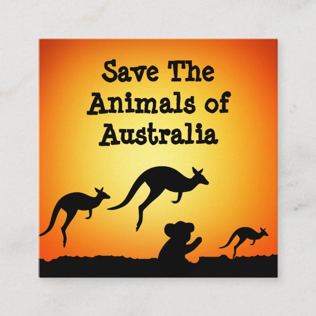 Carte De Visite Carré Sauvez les animaux d'Australie (Devant)